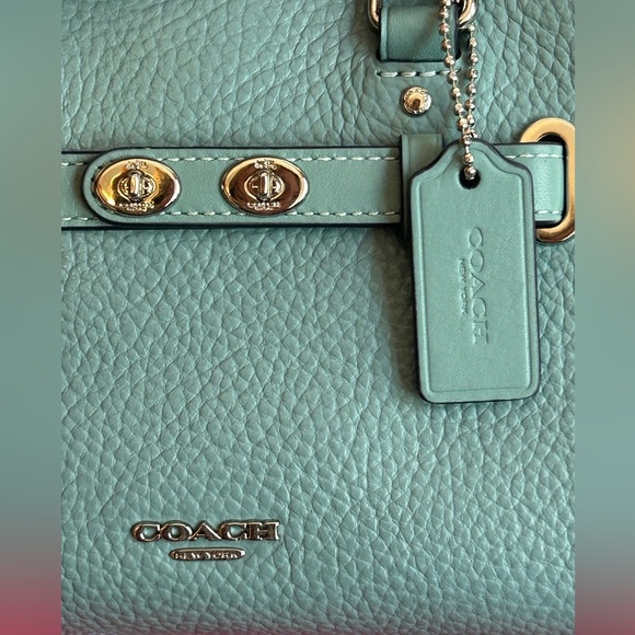 Coach Purse Blue Pebble Leather - Picture 3 of 7